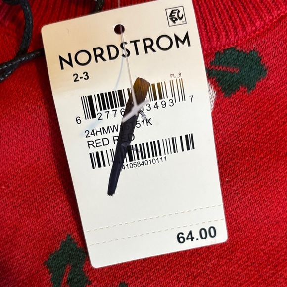 Festive Red Kids Sweater with Holly Design - Picture 3 of 5